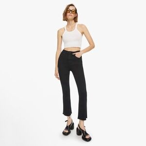 Mother The Hustler Ankle Fray Jean High Waist Flare Raw Hem Not Guilty Black 27